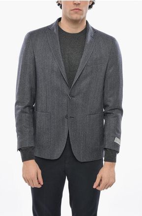 Nino Danieli Single-breasted Herringbone Wool Blend Blazer size 48