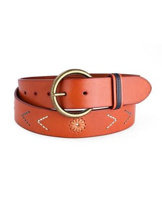 OLD TREND Boho Genuine Leather Perforated Handcrafted Detail Belt in Camel at Nordstrom, Size Medium