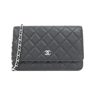 Chanel Black Bordeaux Grained Calfskin Chain/Shoulder Wallet (Pre-Owned)