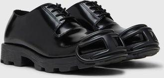 Diesel D-Hammer-Leather lace-up shoes with oval D toe cap - Lace Ups and Clogs - Man - Black