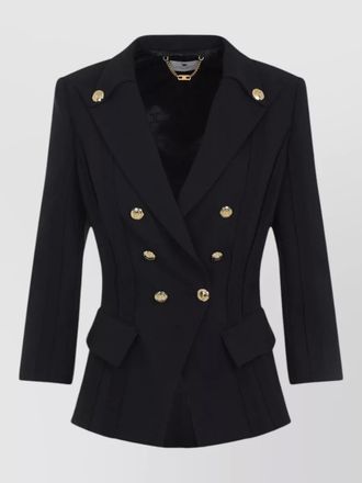 Elisabetta Franchi balmain tailored jacket gold buttons shoulders