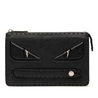 Fendi Black Leather Clutch Bag (Pre-Owned)