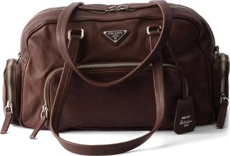 Prada large leather zip tote bag - Bruin