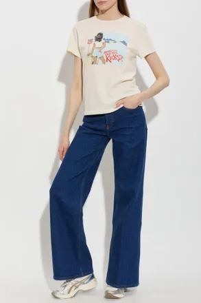 Re/Done T-shirt With Print, Womens, Cream