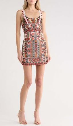 L'agence Inori Beaded Minidress in Coral Multi at Nordstrom Rack, Size 10