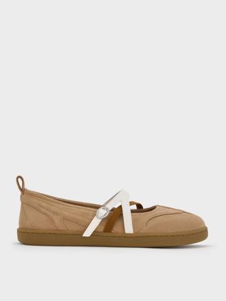 Charles & Keith Tiggy Faux Suede Two-Tone Ballet Sneakers