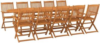 vidaXL Set Comedor De Jard&iacute;n 11piezas Madera Maciza Acacia 280x90x75cm Vidaxl
