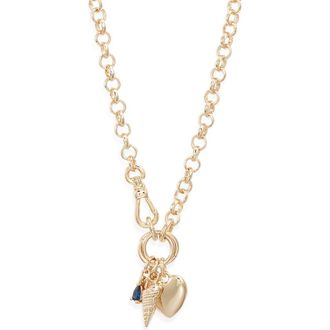 Nordstrom Round Link Chain Charm Necklace in Blue- Gold at Nordstrom