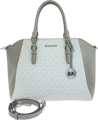 Michael Kors Gray White Pvc Shoulder Bag Tote Bag (Pre-Owned)