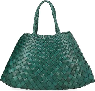 Dragon Diffusion Green Santa Croce Woven Leather Handbag