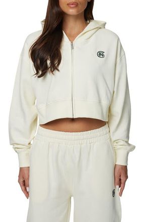 Good For Nothing Cropped Zipped Halftone Hoodie in Ivory at Nordstrom, Size X-Small Uk