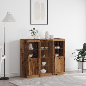 Berkfield Home Sideboard with LED Lights Old Wood 123x37x100 cm Engineered Wood in Brown | Size: 123 x 37 x 100 cm