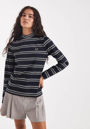 Fred Perry Top blu navy a righe con collo alto