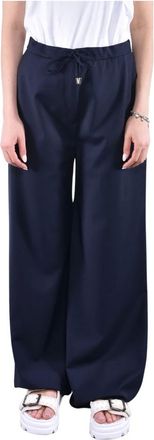 Max Mara Broeken, Dames, Blauw, L, Wol, Fluid Jogging Broek
