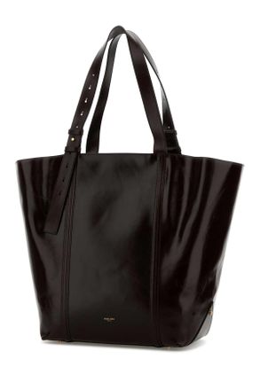 Golden Goose Womens Dark Brown Leather 24.7 Shopping Bag Testadimoro Cow Borse A Mano