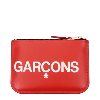 Comme Des Gar&ccedil;ons Logo-Print Leather Card Case - Red