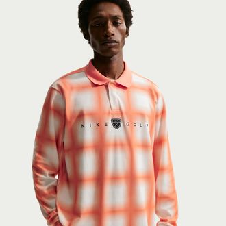 Nike Mens Fairway Fresh Dri-FIT Loose Long-Sleeve Golf Polo in Orange | II0772-835