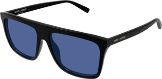 Saint Laurent Rechthoekige Zonnebril - unisex - Zonnebrillen - Zwart - 59 MM - Accessoires