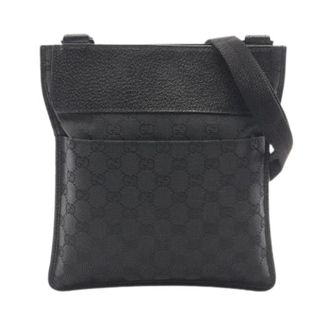 Gucci Vintage, unisex, Zwart, ONE Size, Leer, Pre-owned GG Canvas Leder Schoudertas