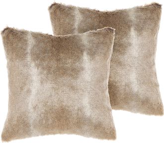 Beliani Beliani - Conjunto De 2 Cojines De Acr&iacute;lico Marr&oacute;n 45 X 45 Cm Cremallera Liso Boho Sala De Estar Dormitorio Hordeum