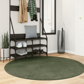 vidaXL Alfombra Pelo Corto Suave Lavable Huarte Verde Bosque &Oslash; 160 Cm Vidaxl