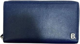 Balenciaga Pre-owned Wallets, male, Blue, Size: ONE SIZE Pre-owned Leather Long Zip Wallet
