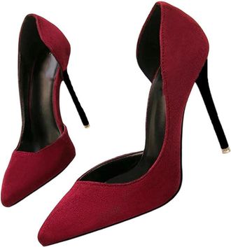 Generic Women Suede High Heel Pumps Summer Elegant Pointed Toe Hollow Party Dress Shoes