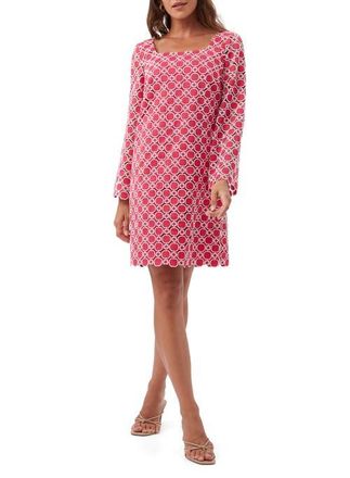 Trina Turk Ariella 2 Geometric Lace Long Sleeve Dress in Cannes Coral/whitewash at Nordstrom, Size 10