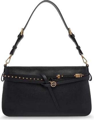 Pinko Klassieke Schoudertas - Dames - Schoudertassen - Zwart - ONE Size - Leer - Tassen