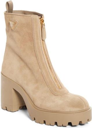 Prada Lug Sole Zip Bootie in Deserto at Nordstrom, Size 38.5