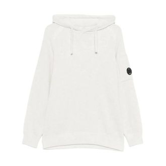 C.P. Company Round-neck Knitwear, male, White, Size: XL Fleece Knit Hooded Sweater