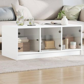 vidaXL Vidaxl - Mesa De Centro Con Puertas De Vidrio Blanca 102x50x42 Cm