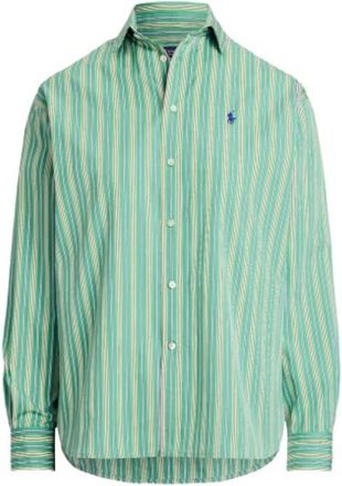 Polo Ralph Lauren Gestreepte Katoenen Overhemd - Dames - Overhemden - Groen - M - Katoen - Overhemden