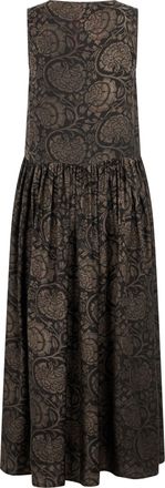 Uma Wang Womens Long Dress Black-Tan Viscose Black/tan