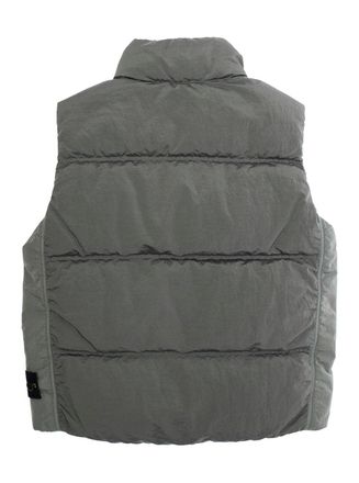 Stone Island Boys Grey Sleeveless Down Jacket With Logo Patch Polyamide Fibers Padded