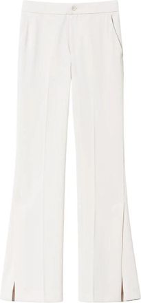 Twinset Pantaloni Straight Leg con Spacchi - Dames - Wijde Broeken - Wit - S - Leer - Broeken