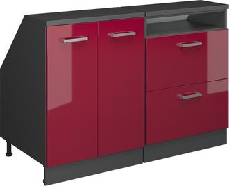 Vicco Conjunto De Armarios Para Techo Inclinado Rion, Rojo De Alto Brillo, 120 Cm Lote De 2 Carcasas De Armario 60 Cm De Profundidad, Vicco
