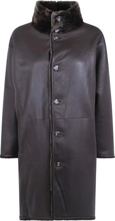 Yves Salomon Oversized Shearling Jas - Dames - Jassen - Bruin - Maat: XS Zijde