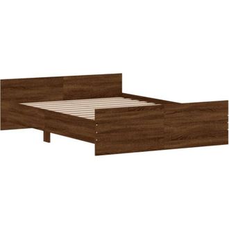 vidaXL Estructura De Cama Con Cabecero Piecero Roble Marr&oacute;n 140x190 Cm Vidaxl