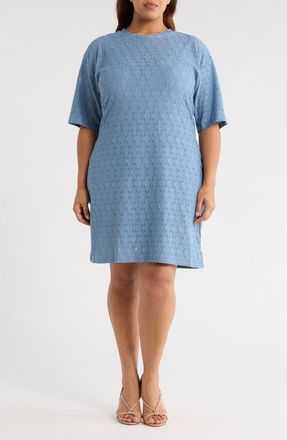 Bobeau Elbow Length Sleeve Dress in Denim Blue at Nordstrom Rack, Size 3X