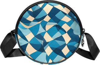 Generic Circle Crossbody Bag for Women, Retro Plaid Small Sling Bag Daypack with Zipper Adjustable Shoulder Straps Casual Ladies Girls Round Purse