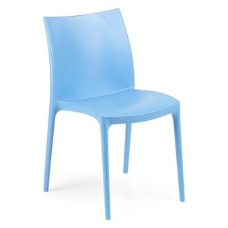 Dmora Silla De Exterior Grover, Silla Apilable, Fabricada En Italia, Soporta 120 Kg, Azul