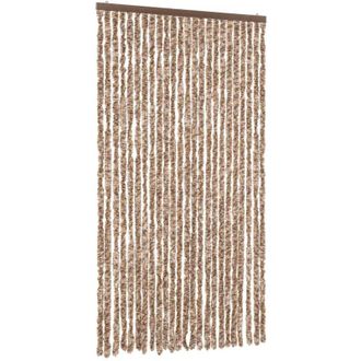 vidaXL Vidaxl - Cortina Antimoscas Chenilla Beige Y Marr&oacute;n Oscuro 100x200 Cm