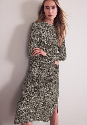 Street One Midikleid STREET ONE, Damen, Gr. 36, N-Gr, molten earth, Web, Obermaterial: 85% Viskose, 13% Polyester, 2% Elasthan, animal-print, k&ouml;rpernah kniebedec