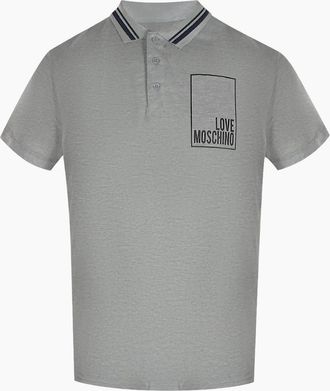 Love Moschino Mens Love Moschino Box Logo Grey Polo Shirt - Size: 42