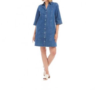 Karen Kane Flare Sleeve Shirtdress In Chambray