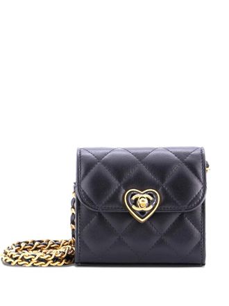 Chanel Coco Love CC Heart Clutch with Chain Quilted Lambskin Mini crossbody bag - women - Calf Leather/Lambskin - One Size - Black