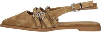 Notre-V Schoenen, Dames, Bruin, 41 EU, Linnen, Pointed Slingback Flats