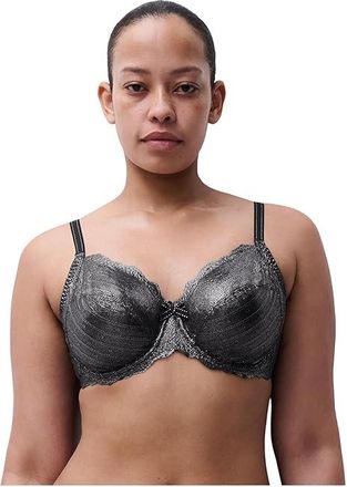 Chantelle Rive Gauche Full Coverage Unlined Bra Womens Bra Silver : 36E, Lace/Polyamide/Elastane