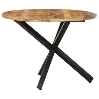 Berkfield Home Beautiful Dining Table Round 100x100x75 cm Rough Mango Wood in Brown | Size: 100 x 100 x 75 cm
